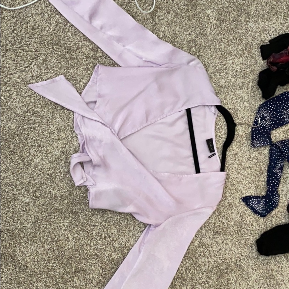 urban outfitters purple tie front blouse